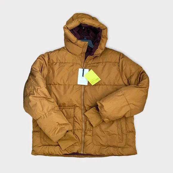 Men’s Brown Short Puffer Hoodie Jacket S NWT - All in Motion - Picture 6 of 12